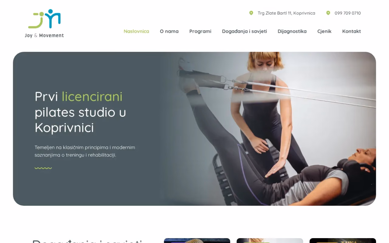 Naslovnica web stranice Joy & Movement