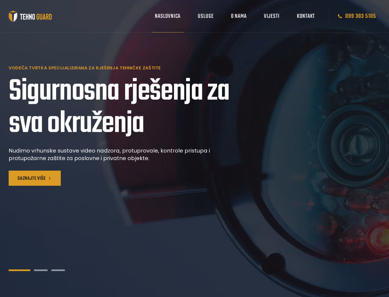 Naslovnica web stranice Tehno Guard