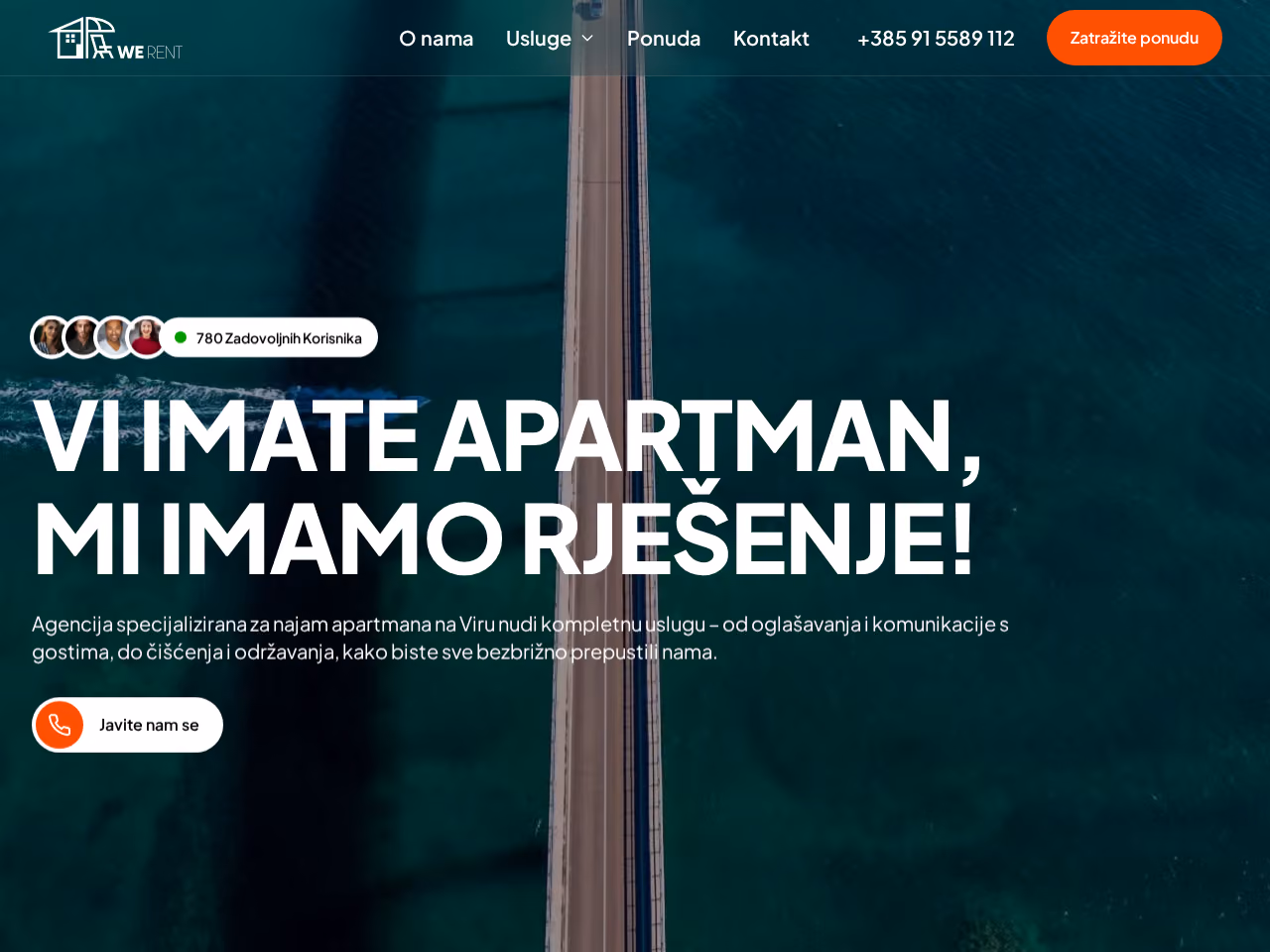 Naslovnica web stranice WE RENT